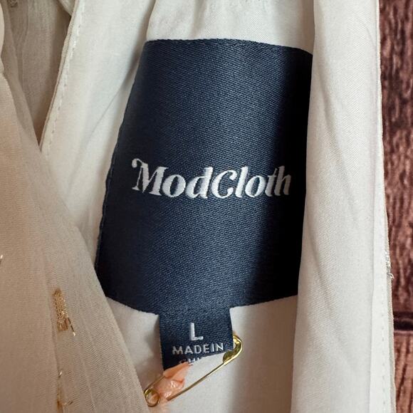 ModCloth Maxi Dress Illuminated Elegance Ivory Halter Party Metallic Large NWT - Picture 12 of 12